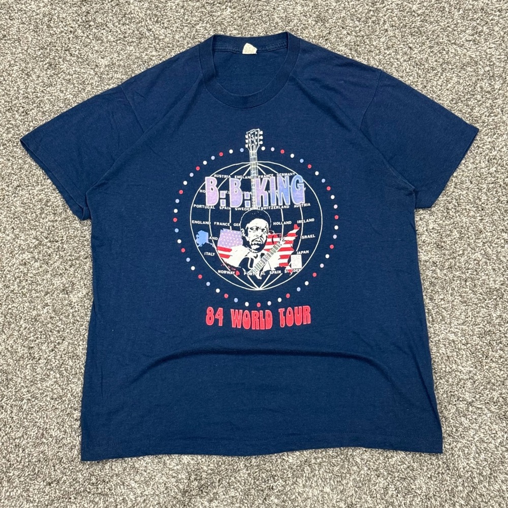 Vintage BB King 1984 World Tour Shirt Screen Stars Mens L Single‎ Stitch Concert - Picture 2 of 5